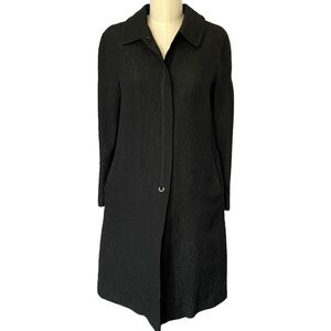 Marc Jacobs Black Textured Silk Blend Coat Snap Front Long Jacket Small